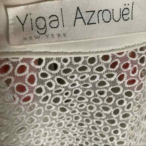 Yigal Azrouel Moto Jacket Size 4 All Over Netting Crochet Lace Leather white - Picture 7 of 11